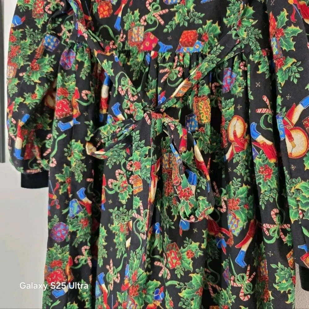 Therese Childs Christmas‎ Dress Sz 10 Xmas Design Y2k Velvet Collar Holiday